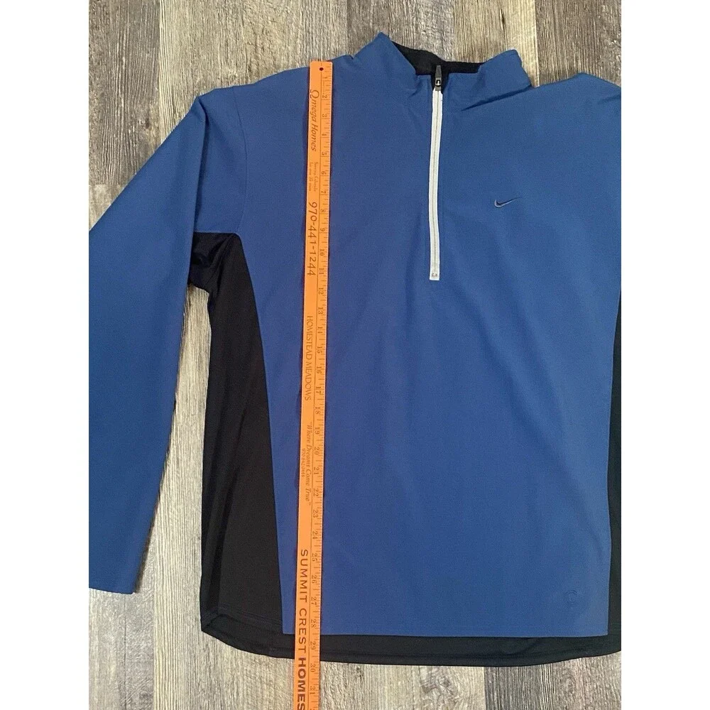 Nike Sphere Men’s XL Blue Black Half Zip Running Pullover Thermal Top Swoosh